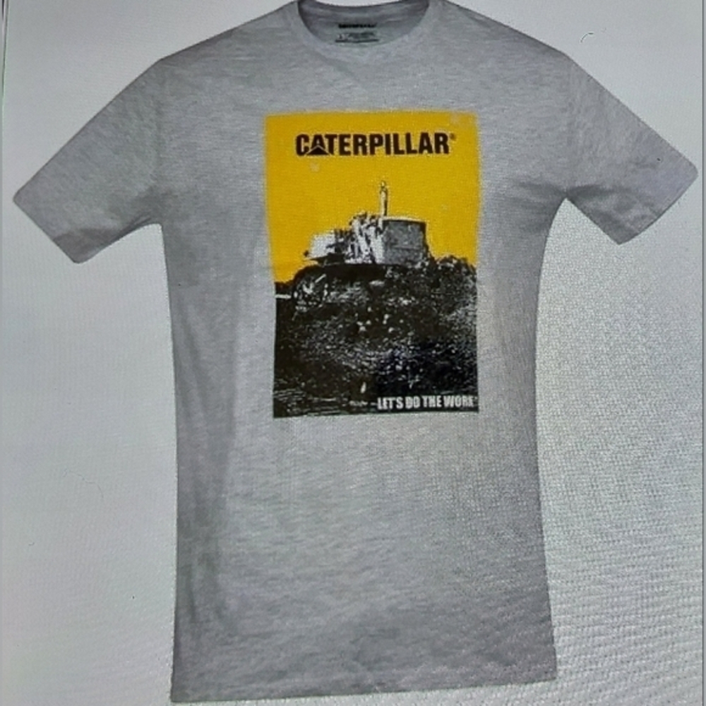 NWT Mens‎ Caterpiller Light Heather Gray Grunge Tractor Tee Shirt Size XL